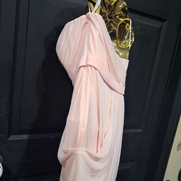 DAVID'S BRIDAL Pink Mesh Grecian Inspired Draped Formal Dress Gown SZ: 8 - Picture 11 of 16